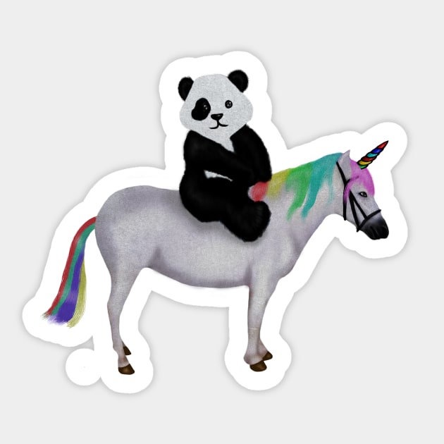Cute Panda riding Unicorn, Birthday Girl, Women Sticker by logiamerch